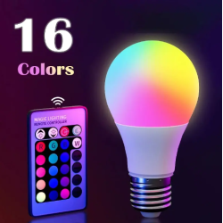 16 színű RGB LED izzó E27...
